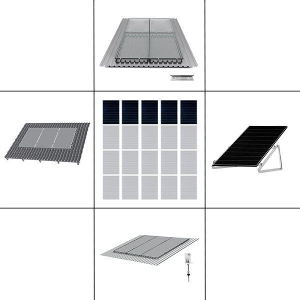 1-reihiges Solar-Montagesystem, silber, Hochkant-Verlegung, Montageart wählbar