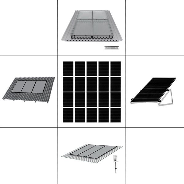4-reihiges Solar-Montagesystem, schwarz, Hochkant-Verlegung, Montageart wählbar
