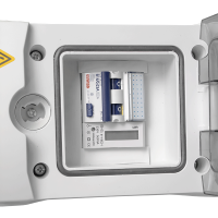 Gridbox mit Wieland-RST-Buchse und FI-Schalter zur Einspeisung &Uuml;berwachung