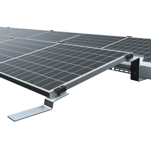 2-reihiges Solar-Montagesystem Aerocompact S15, Quer-Verlegung, Flachdach 6 Module Schwarz
