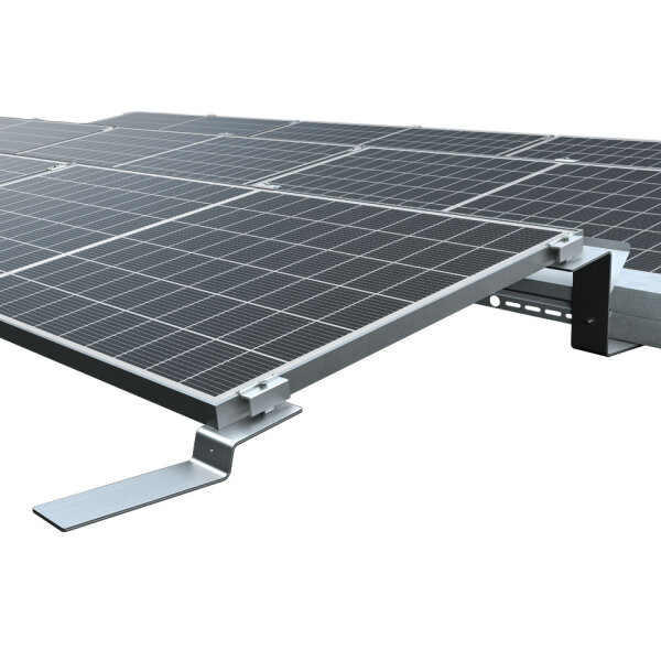 3-reihiges Solar-Montagesystem Aerocompact S15, Quer-Verlegung, Flachdach