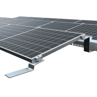 3-reihiges Solar-Montagesystem Aerocompact S15, Quer-Verlegung, Flachdach 24 Module Silber