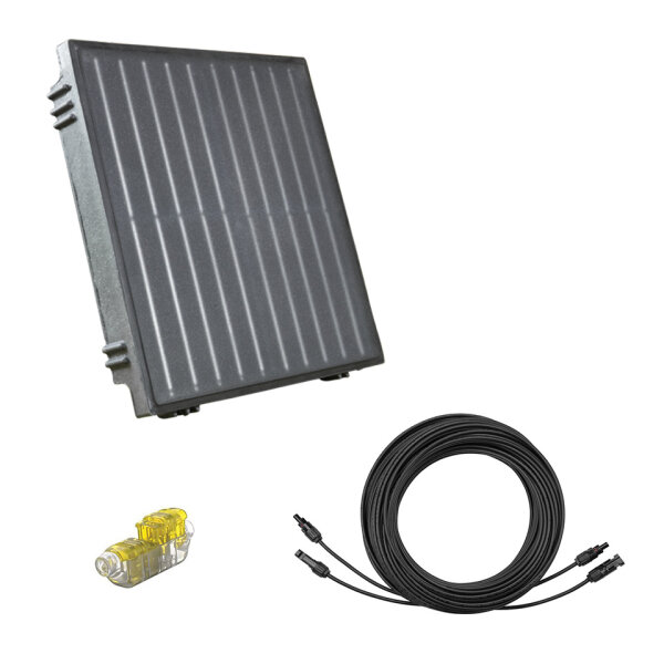 Platio Solar Pflasterstein Solarplatte OPAL Glas Schwarz 4,23m&sup2; (34 St&uuml;ck) ohne Wechselrichter 15 m T4 Kabel