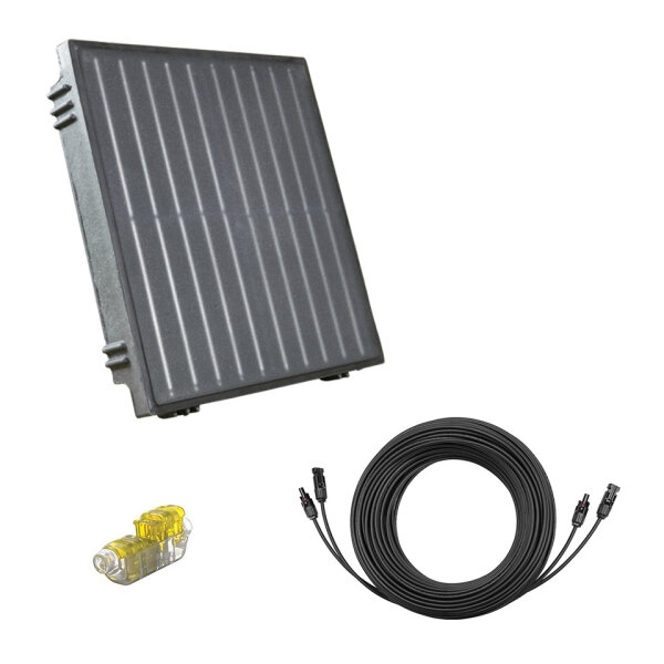 Platio Solar Pflasterstein Solarplatte OPAL Glas Schwarz 4,23m&sup2; (34 St&uuml;ck) ohne Wechselrichter 30 m T4 Kabel