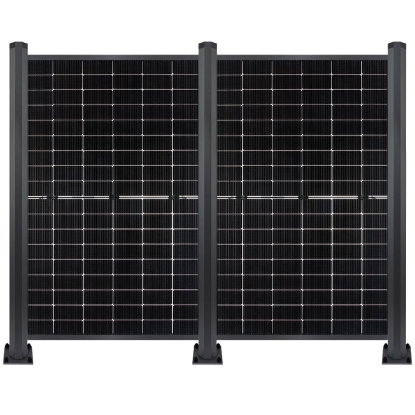 PV Zaun 2.0 Lieckipedia Solarzaun - Hochkant - System 1,85m Pfosten + Pfostentr&auml;ger mit Platte 2 Module ohne Pfostenbeleuchtung
