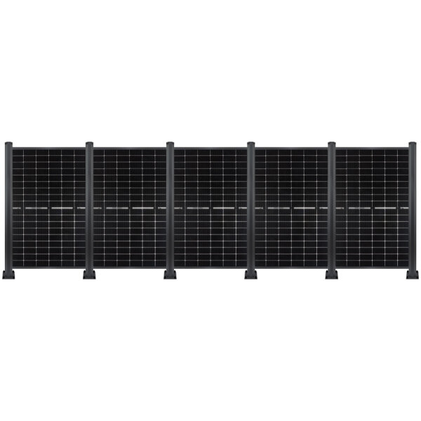PV Zaun 2.0 Lieckipedia Solarzaun - Hochkant - System 1,85m Pfosten + Pfostentr&auml;ger mit Platte 5 Module ohne Pfostenbeleuchtung