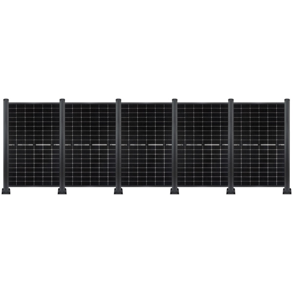 PV Zaun 2.0 Lieckipedia Solarzaun - Hochkant - System 1,85m Pfosten + L-Schuh 5 Module ohne Pfostenbeleuchtung