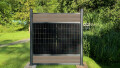 PV Zaun 2.0 Lieckipedia Solarzaun - Quer mit Boards - System 2m Pfosten + Pfostentr&auml;ger mit Platte Teakholz 2 Module ohne Pfostenbeleuchtung