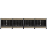 PV Zaun 2.0 Lieckipedia Solarzaun - Quer mit Boards - System 2m Pfosten + Pfostentr&auml;ger mit Platte Teakholz 4 Module ohne Pfostenbeleuchtung