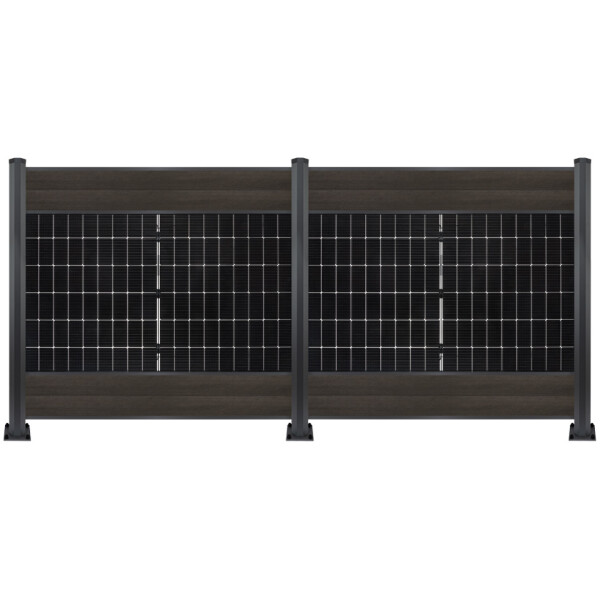 PV Zaun 2.0 Lieckipedia Solarzaun - Quer mit Boards - System 2m Pfosten + Pfostentr&auml;ger mit Platte Siam 2 Module ohne Pfostenbeleuchtung