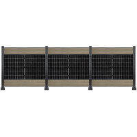 PV Zaun 2.0 Lieckipedia Solarzaun - Quer mit Boards - System 2,5m Pfosten zum einbetonieren Teakholz 3 Module ohne Pfostenbeleuchtung
