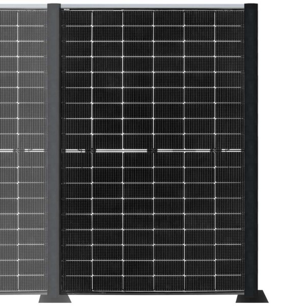 PV Zaun 2.0 Lieckipedia Solarzaun - Quer - System Erweiterung 1 Modul 1,85m Pfosten + Pfostentr&auml;ger mit Platte Ohne Pfostenbeleuchtung