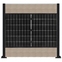 PV Zaun 2.0 Lieckipedia Solarzaun - Quer mit Boards - System 2m Pfosten + Pfostentr&auml;ger mit Platte Teakholz 10 Module Ohne Pfostenbeleuchtung