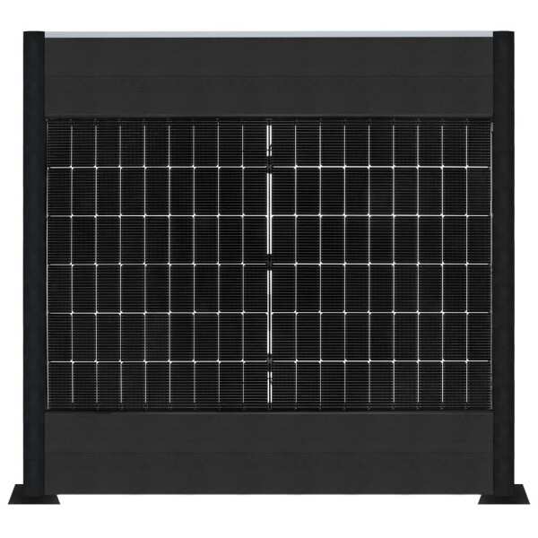 PV Zaun 2.0 Lieckipedia Solarzaun - Quer mit Boards - System 2m Pfosten + Pfostentr&auml;ger mit Platte Anthrazit 9 Module Ohne Pfostenbeleuchtung
