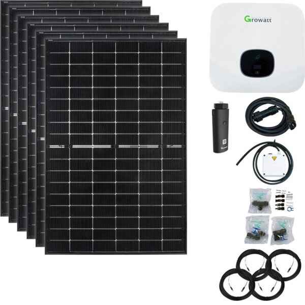 2500 Watt batteriekompatible Solaranlage mit Aufputzsteckdose, Growatt XH Wechselrichter, Sunova