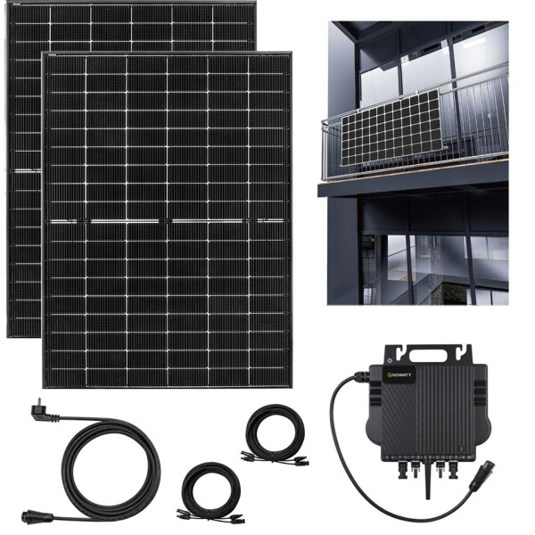 800 W Balkonkraftwerk Solaranlage Wechselrichter Balkonhalterung Speicher ALU-Halterung easy Ohne Batterie-Speicher Sunova