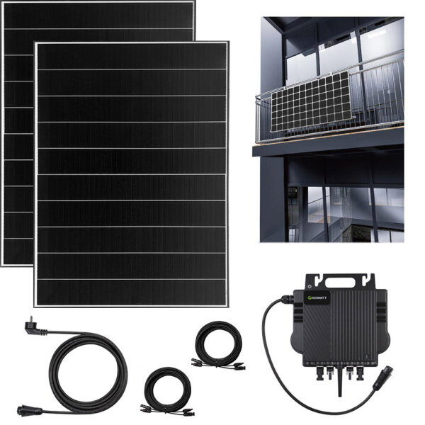 800 W Balkonkraftwerk Solaranlage Wechselrichter Balkonhalterung Speicher ALU-Halterung easy Ohne Batterie-Speicher EcoDelta