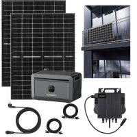 800 W Balkonkraftwerk Solaranlage Wechselrichter Balkonhalterung Speicher ALU-Halterung easy Batterie-Speicher Growatt NOAH2000 Sunova